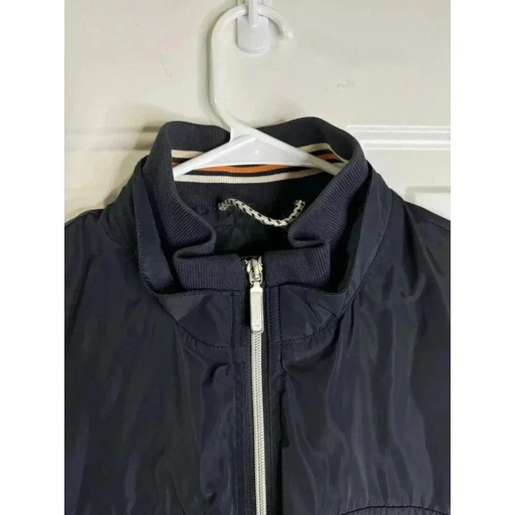 NEIMAN MARCUS Men’s Navy Blue Windbreaker Jacket Turtle Neck Multi Pocket Large - Picture 5 of 10